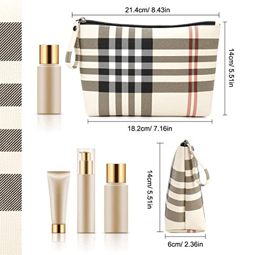 MAANGE Small Makeup Bag for Purse Cosmetic Bags for Women Pu Leather Makeup Pouch Travel Makeup Bag with Handle Make Up Bag for Travelling(Khaki) - Image 4