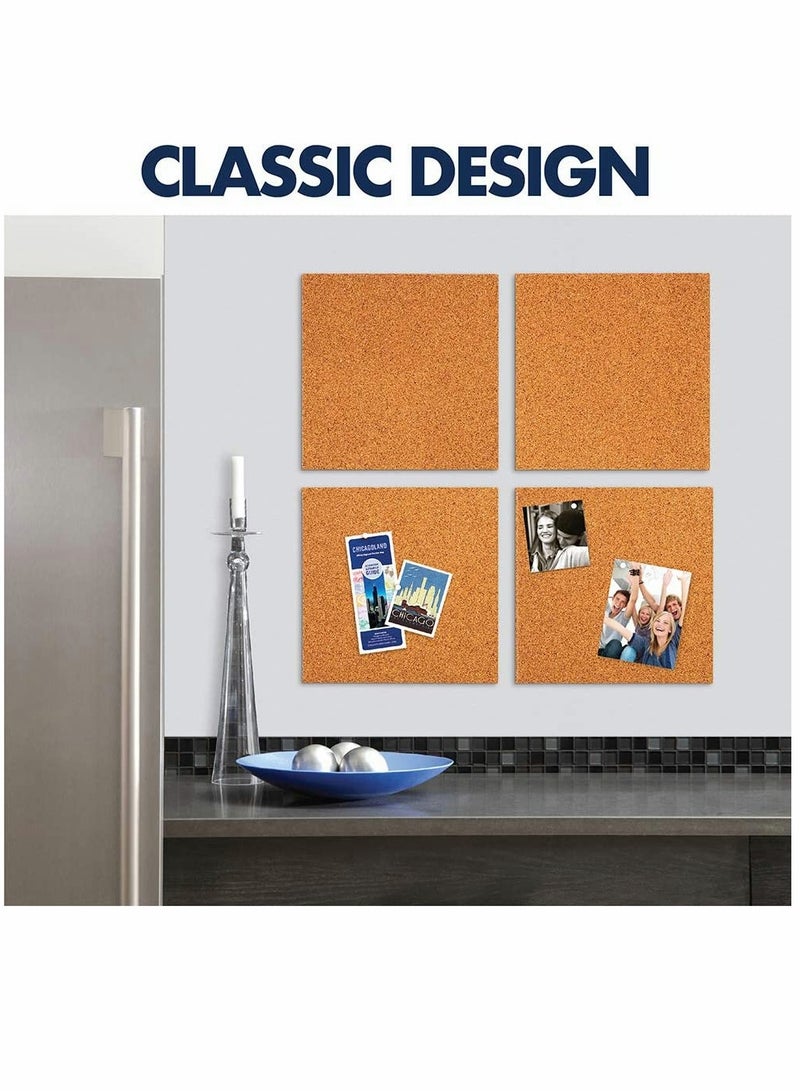 KASTWAVE Self Adhesive Bulletin Boards 4Pcs 30cm Square Self Adhesive Felt Board Tiles with Push Pins Square Bulletin Board for Walls Felt Cork Pin Board for Pictures Photos Memos - Image 2