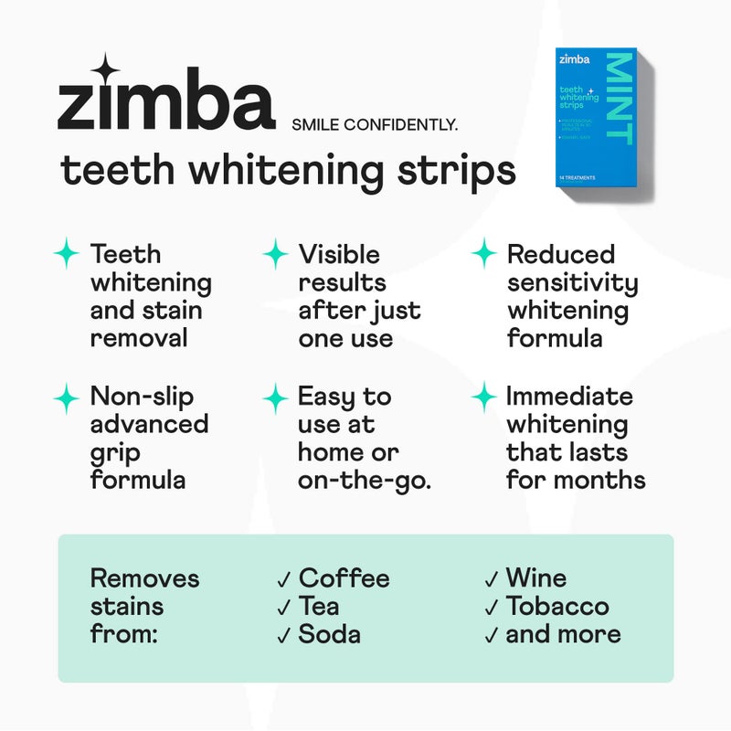 Zimba Watermelon Flavored Teeth Whitening Strips | Vegan, Enamel Safe Hydrogen Peroxide Teeth Whitener for Coffee, Wine, Tobacco, and Other Stains | 14 Day Treatment | Watermelon - Image 4