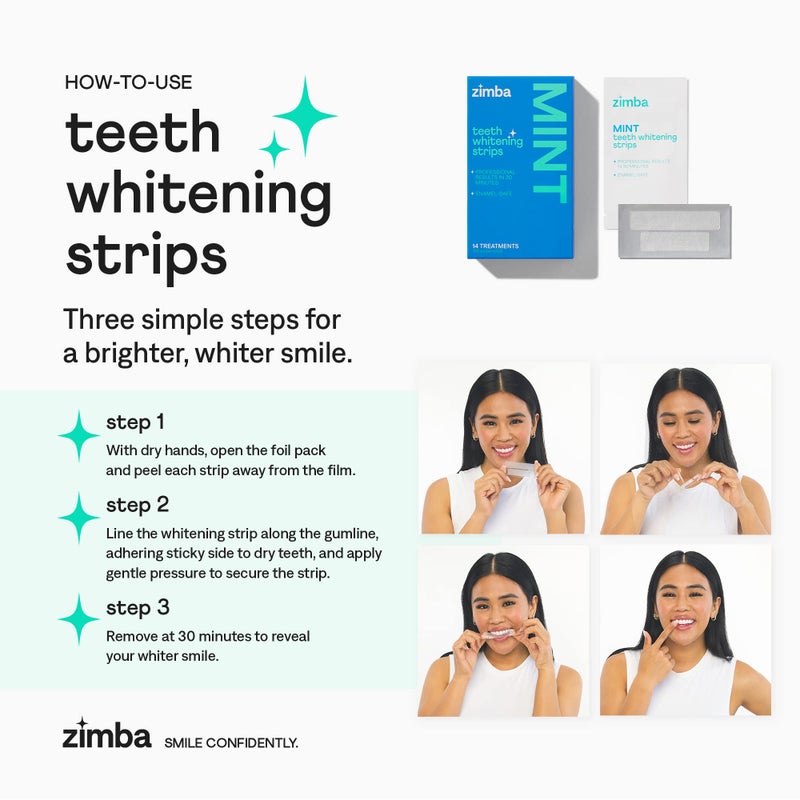 Zimba Watermelon Flavored Teeth Whitening Strips | Vegan, Enamel Safe Hydrogen Peroxide Teeth Whitener for Coffee, Wine, Tobacco, and Other Stains | 14 Day Treatment | Watermelon - Image 5