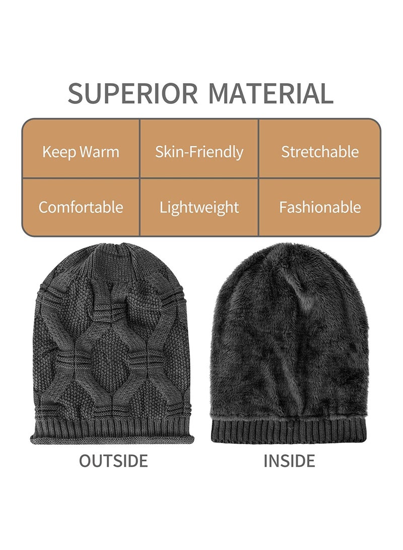 2 Pack Unisex Slouchy Knit Beanie Hats for Winter Fashion - Image 3