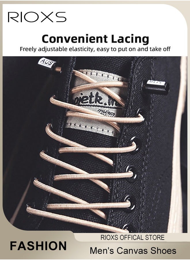RIOXS - Men's Casual Canvas Low Top Sneakers, High-quality Lace Up Lightweight Breathable Shoes, Fashionable Comfortable Flat Shoes with Non-slip Sole, Sporty Outdoor Trainers, Suitable for Various Activities - Image 1