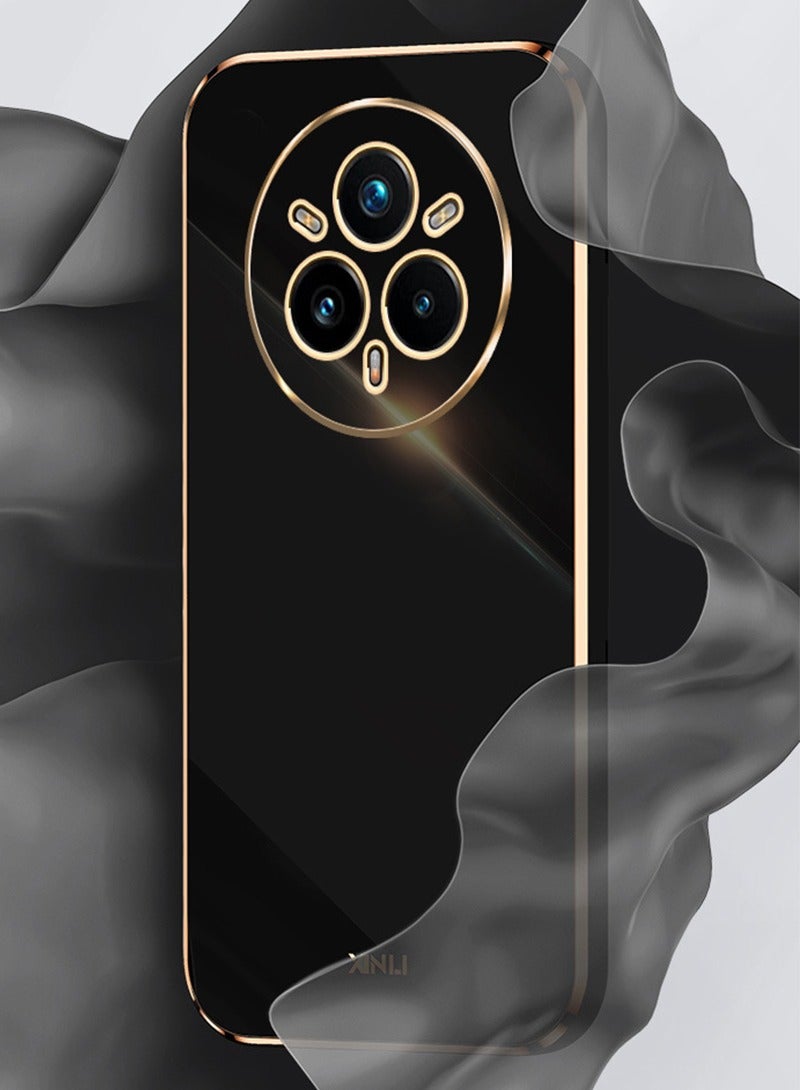 for realme 14 Pro + 5G Case, طلاء الغطاء الخلفي الناعم, رفعت حماية الكاميرا الكاملة, رقيقة رقيقة TPU حالة الهاتف المحمول ل realme 14 Pro + 5G, أسود