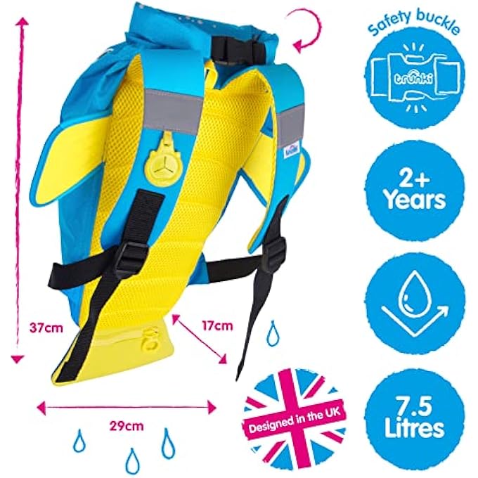 trunki PaddlePak Waterproof Kids Swim Bag  Coral Tropical Fish Pink - Image 4