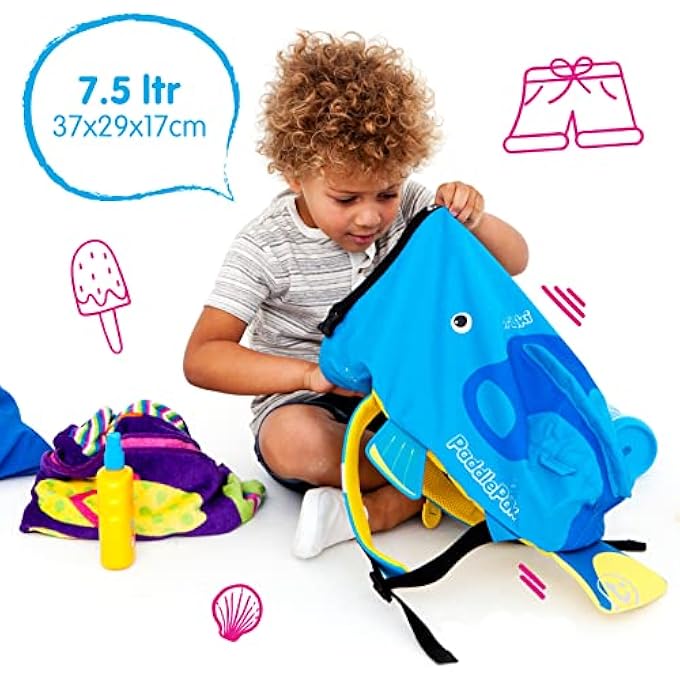 trunki PaddlePak Waterproof Kids Swim Bag  Coral Tropical Fish Pink - Image 5