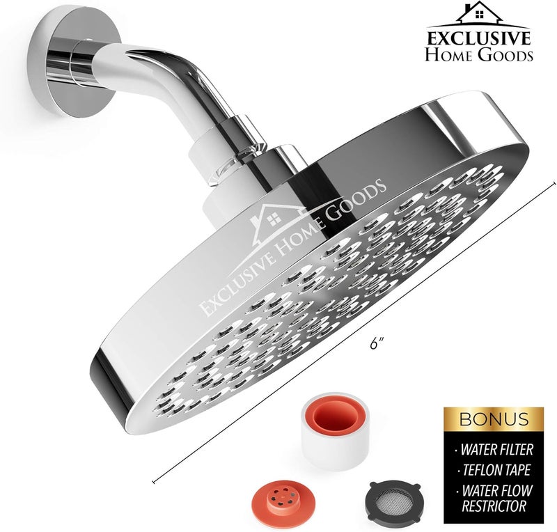 Heatsistence Luxury Rainfall Shower Head - High-Pressure showerhead Jets, rain shower head Ant-Clog Silicone Nozzles (1.8 GPM, Deluxe Chrome) - Image 2