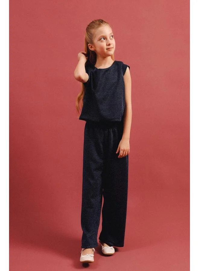Perendi Girl's Sequin Blouse and Loose Pants 2-Piece Set – Special Occasion Outfit.