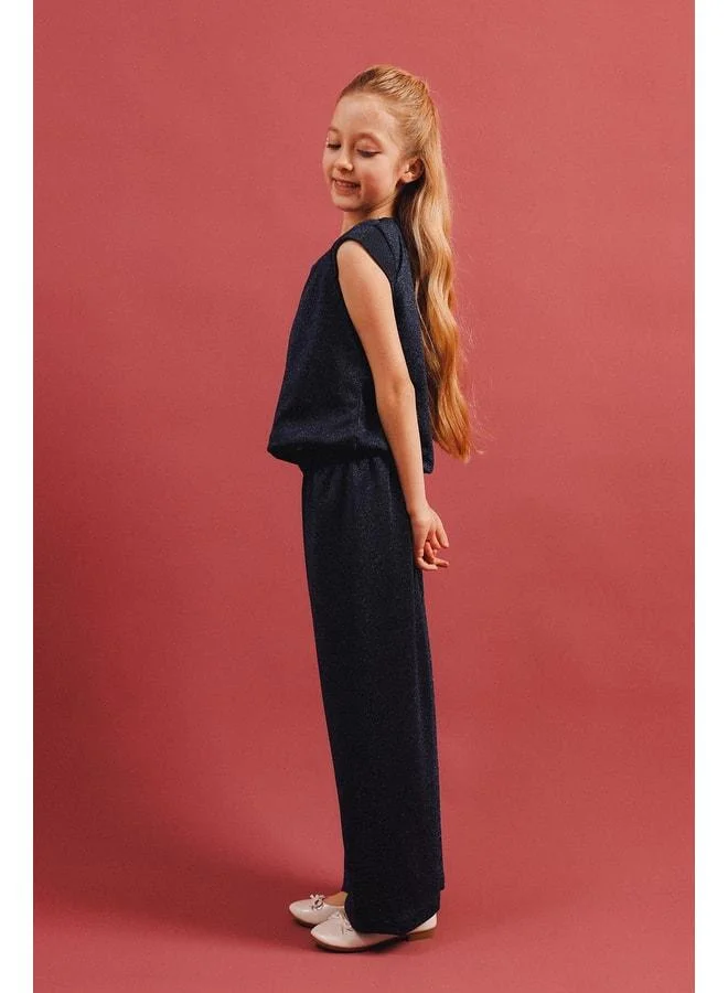 Perendi Girl's Sequin Blouse and Loose Pants 2-Piece Set – Special Occasion Outfit.