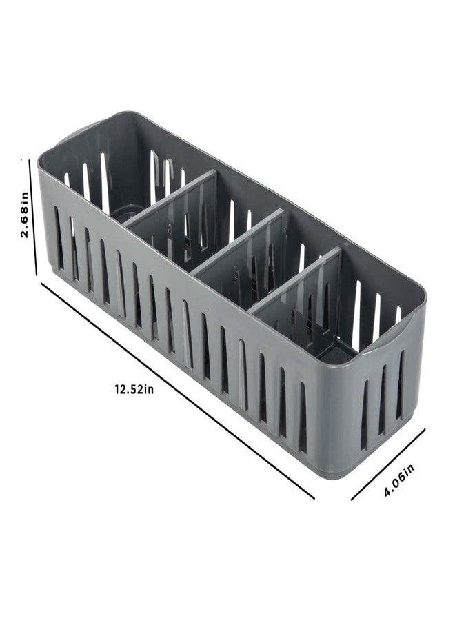 Simplify 2 Pack 4 Compartment Stackable Bin with Adjustable Dividers | Drawer Organizer | Storage Basket | Good for Office | Desk Supplies | Dorm |Bathroom | Accessories | Make Up | Grey - Image 5