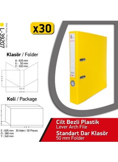 Laçin Lacin Folder Yellow Narrow 30 Pieces 1 Box  - Image 1