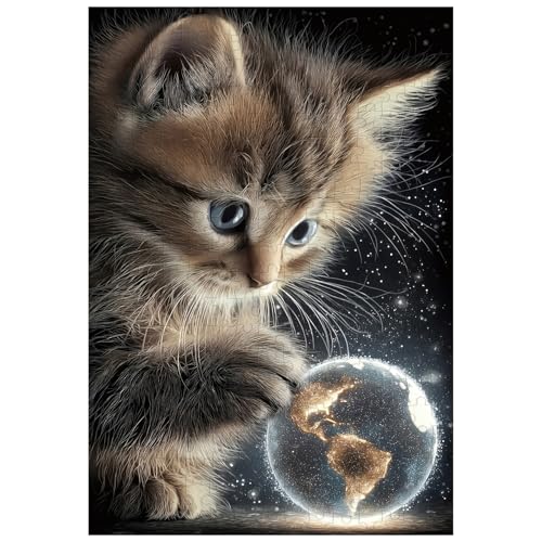 Ulord Great Jigsaw Puzzles for Adults 300 Pieces Cute Cat Playing with Glowing Ball Puzzles for Adults Toys Gift Family Decoration Kids Puzzle - Image 1