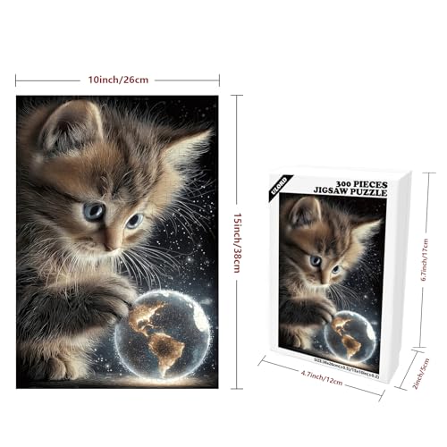 Ulord Great Jigsaw Puzzles for Adults 300 Pieces Cute Cat Playing with Glowing Ball Puzzles for Adults Toys Gift Family Decoration Kids Puzzle - Image 5