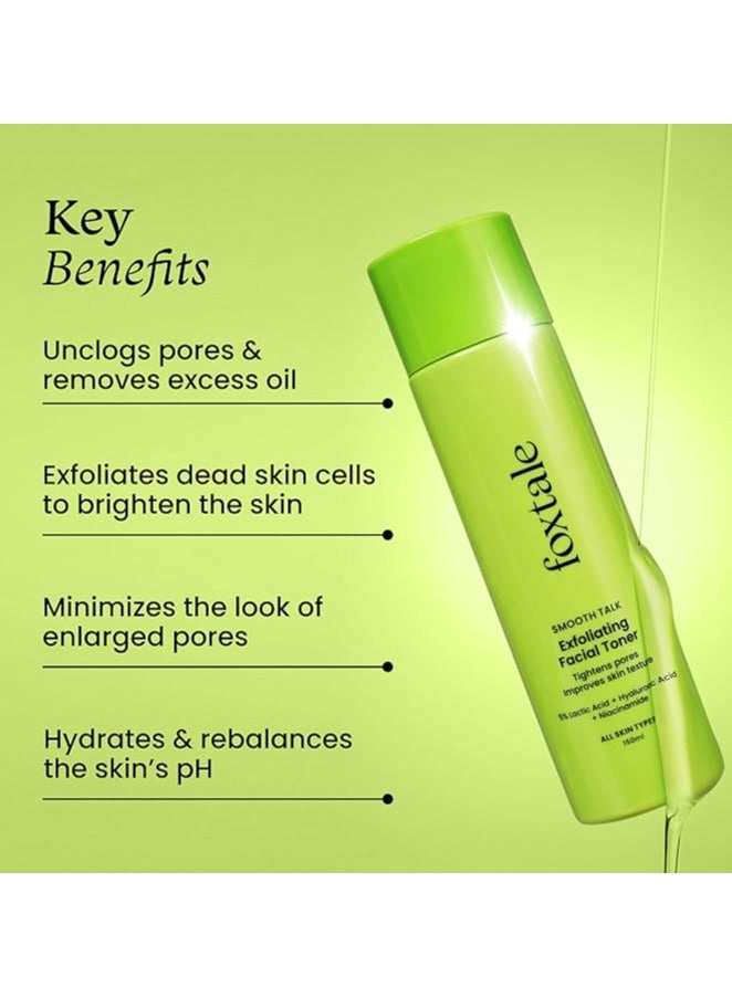 foxtale Exfoliating Face Toner with 5% Lactic Acid for Pore Tightening & Gentle Exfoliation,Toner for Glowing Skin, For All Skin Types, Men & Women, 150 ml - Image 2