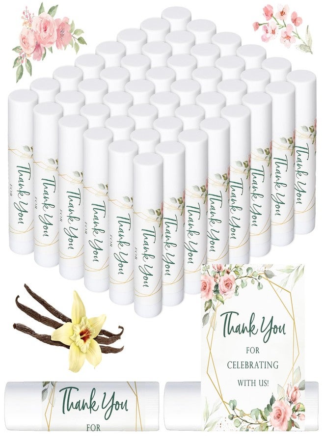 Whaline 60Pcs Thank You Gift Lip Balm Bulk Wedding Lip Balms Vanilla Flavor Floral Moisturizing Lip Care Guest Basket Gift Stuffer for Bridal Shower Baby Shower Birthday Party Favor Supplies - Image 1