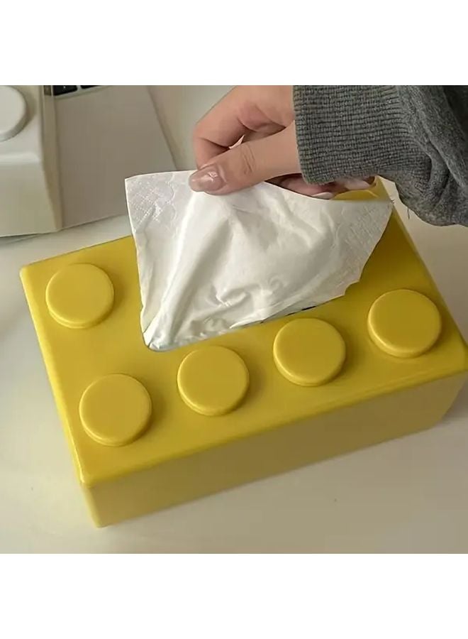 حامل صندوق المناديل البلاستيكي الأصفر - منظف متعدد الوظائف للمطبخ والحمام وغرفة المعيشة - Image 1