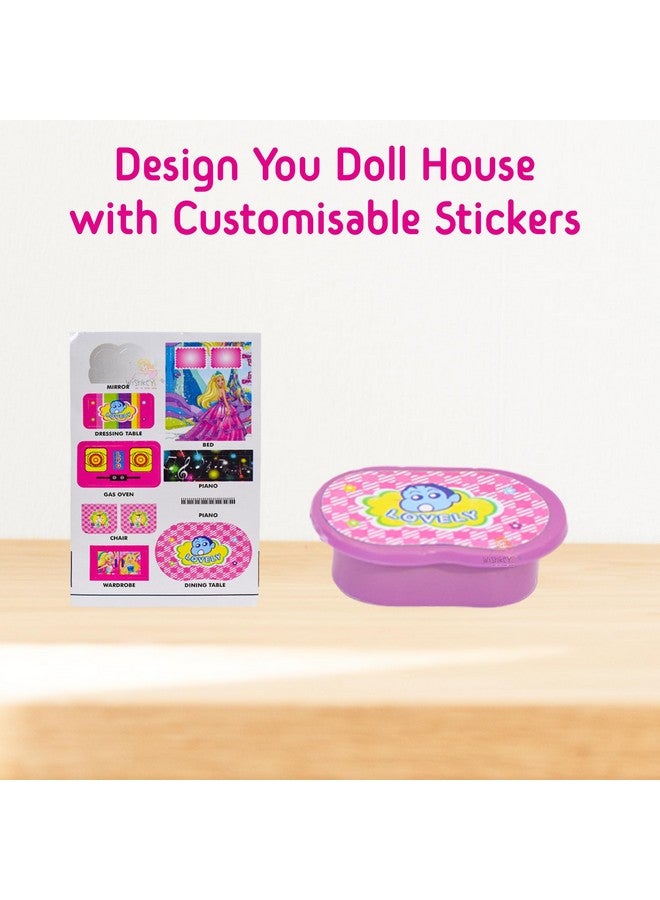 ويش كي بيت دمى بلاستيكي للأطفال من ويشكي، مجموعة لعب الأدوار، بيت دمى للبنات، مجموعة بيت دمى مع 9 ملحقات، بيت ألعاب للبنات، صنع في الهند، وردي، 3 سنوات فأكثر (عبوة من قطعة واحدة) - Image 5