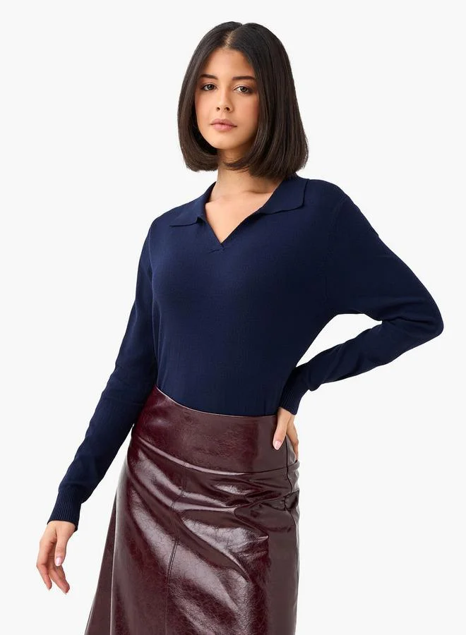 2Xtremz 2Xtremz Regular Fit Collared Tricot Sweater