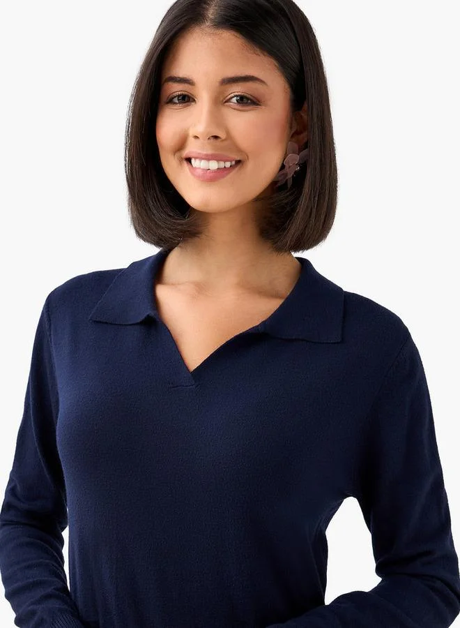 2Xtremz 2Xtremz Regular Fit Collared Tricot Sweater