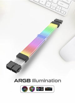 Tortox Tortox 6+2 Pin*2 ARGB Power Supply Extension Cable with Expandable TPE Cables, 100 LED Beads, Silicone Cable, 5V 3pin ARGB sync, Highly Flexible Silicone Gel PSU Extension Cable  - Image 3