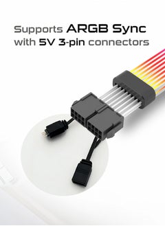 Tortox Tortox 6+2 Pin*2 ARGB Power Supply Extension Cable with Expandable TPE Cables, 100 LED Beads, Silicone Cable, 5V 3pin ARGB sync, Highly Flexible Silicone Gel PSU Extension Cable  - Image 4