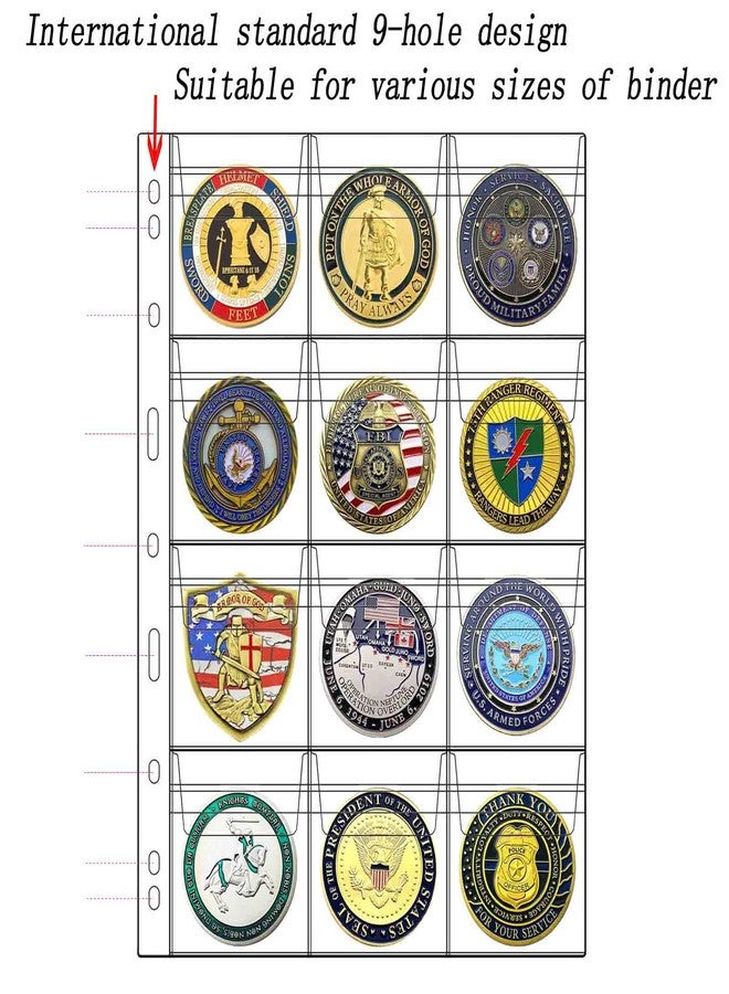 Xxmbbjy 10 Sheets Coin Collection Supplies Pages, Coins Collecting Pocket Page with Standard 9 Hole Coin Binder Sleeves for Coin Stamp Currency Collection (12 Pocket) - Image 5