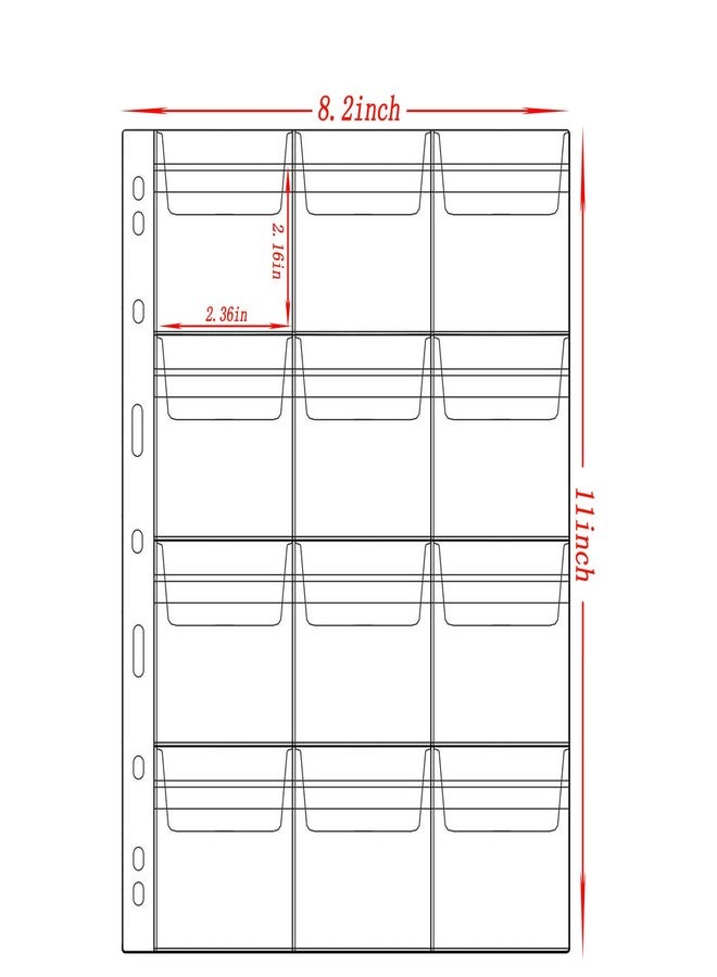 Xxmbbjy 10 Sheets Coin Collection Supplies Pages, Coins Collecting Pocket Page with Standard 9 Hole Coin Binder Sleeves for Coin Stamp Currency Collection (12 Pocket) - Image 2