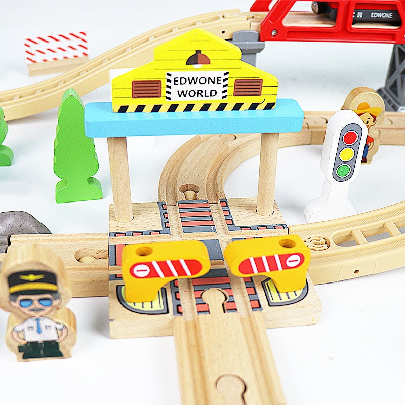 Edwone Wooden Track Magnetic Train Toy Wooden Track Scene Accessories Beech Track Children Toys - Image 4