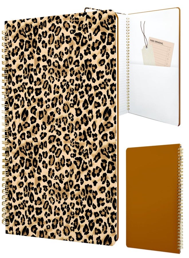 Stanoha Cute Spiral Notebook journal A4 Aesthetic Pretty Design for Women Girls Kawaii with Pocket, 11.5 x 8.5 inch, Lined, Leopard - Image 1