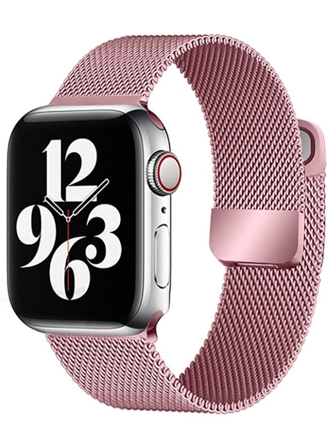 SHOPI - Loop Stainless Steel Strap With Magnetic Clasp For Apple Watch  42mm / 44mm / 45mm Apple Watch Strap For Apple Watch Series 7 / 6 / SE / 5 / 4 / 3 / 2 / 1 PINK - Image 1
