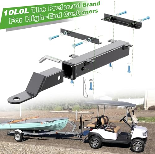 10L0L Deluxe Golf Cart Trailer Hitch Kit, Fit for Backseat Footrest with 2" Receiver High-Strength Universal Fit, Seamless Compatibl Club Car, EZGO, Yamaha, Ideal for Golf Cart Trailers - Image 2