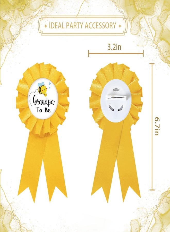 SUPERLUBY Grandma to Bee Tinplate Badge Pin, Grandpa to Bee Pin for Men, Gender Reveal Button for Grandma Grandpa, Yellow Rosette Button for New Grandparent, Bee Theme Baby Shower Party Favors - Image 2