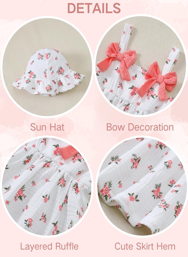 Renotemy Baby Girl Dress 12-18 Month Girls Clothes Summer Cotton Linen Outfits Boho Beach Birthday Flower Dresses 1 Year Old Girl Gifts White Floral Sleeveless Casual Sundress Baby Clothes for Girls - Image 5