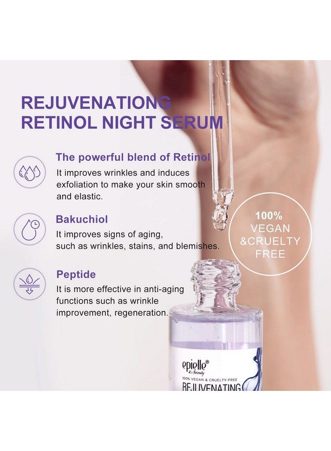 Epielle Rejuvenating Retinol Night Serum Repairing Renewing And Brightening Fine Lines And Wrinkles Rough Texture For All Skin Type 1Fl Oz (Retinol) - Image 4
