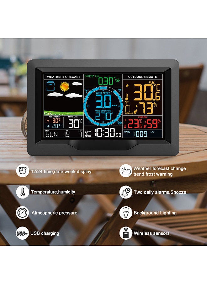 Generic FJ3390A Multifunctional Professional Weather Station Temperature, Humidity, Wind Speed and Rainfall Detection Weather Forecast Clock  - Image 3