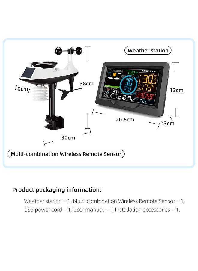FJ3390A Multifunctional Professional Weather Station Temperature, Humidity, Wind Speed and Rainfall Detection Weather Forecast Clock