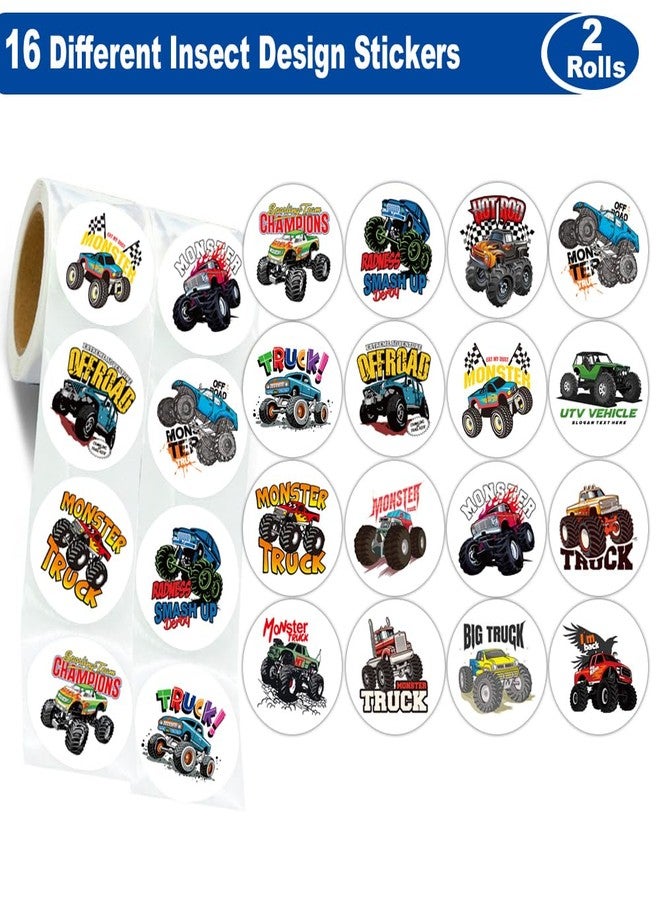 Hohamn 600Pcs Monster Truck Stickers for Kids 1.5 Inch Monster Truck for Kids Boys Monster Truck Party Favors Birthday Decoration Supplies Reward Stickers - Image 2