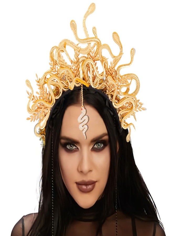 GORTIN Medusa Snake Headband Gold Halloween Costume Headpiece Greek Goddess Headdress Masquerade Cosplay Hair Accessories for Women - Image 1