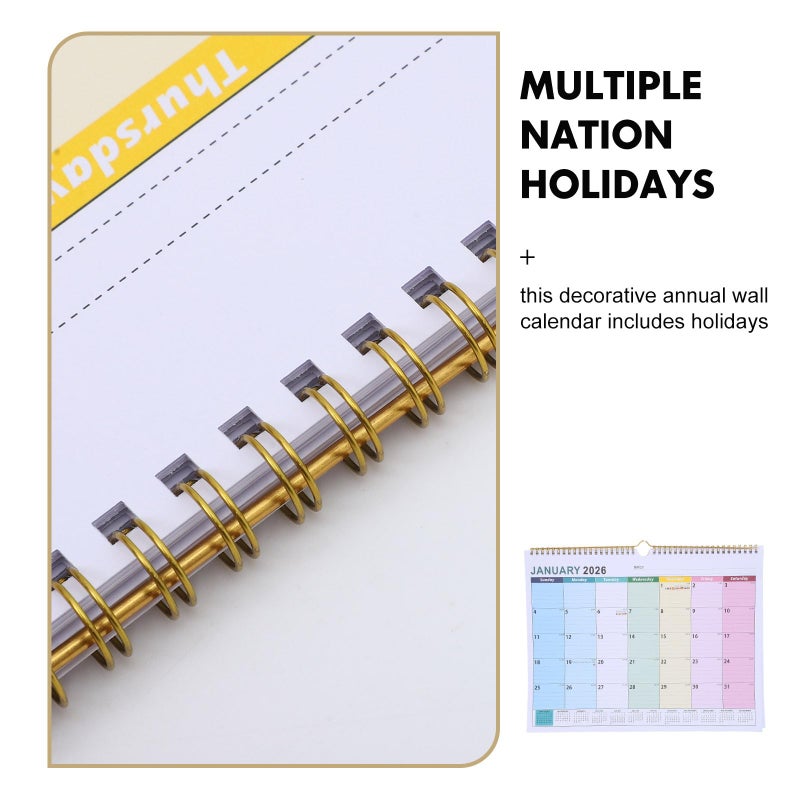 2026 18 Month Hanging Wall Calendar Vertical Planner With Twin Wire Binding And Thick Paper For Home Office - Image 4