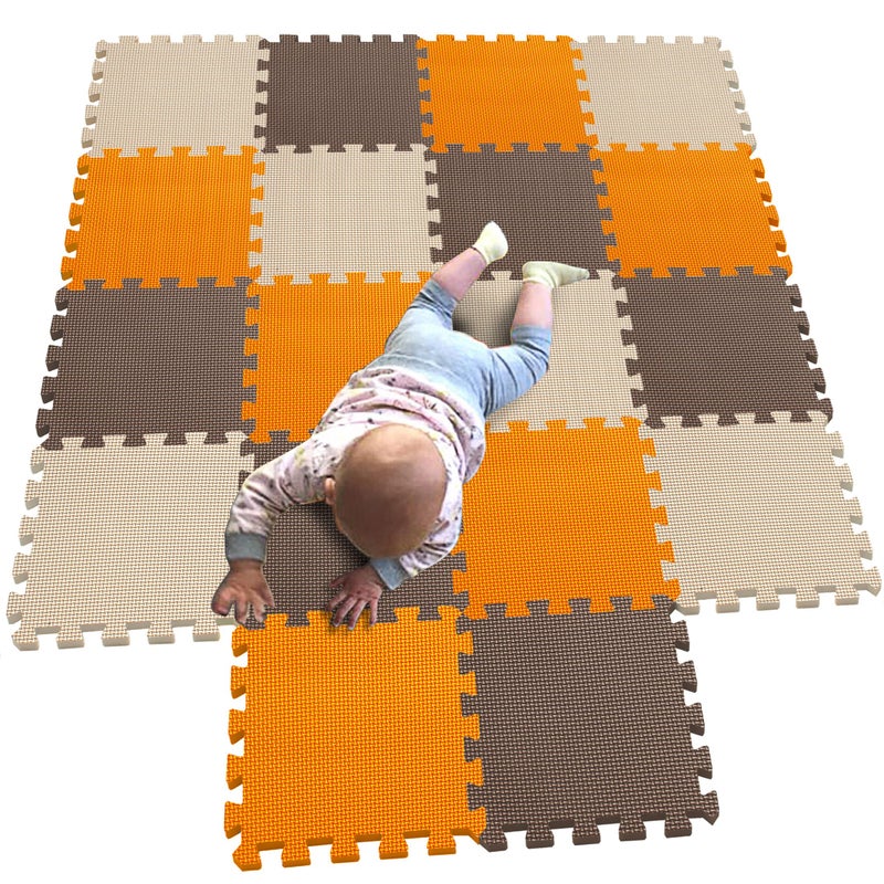 MQIAOHAM® 18 Pieces Puzzle Play Mats, Soft Baby Play Mat, Kids Interlocking Foam Floor Tiles, Toddlers Carpet Playmats G301018-102106110 - Image 1