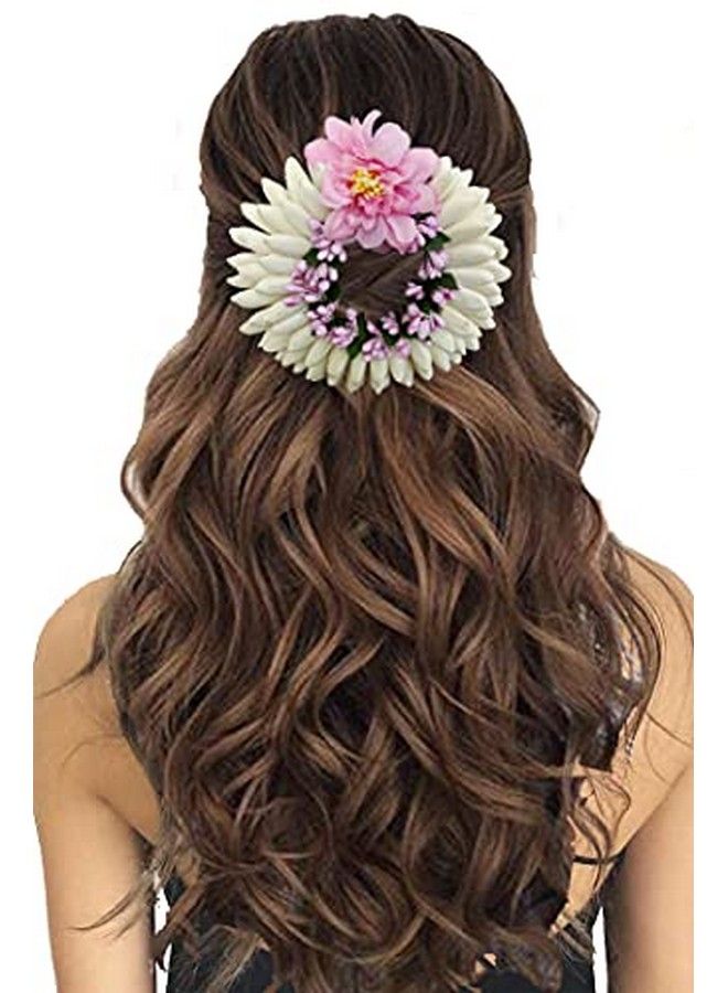 Hair Flare Women Artificial Rose with Lily Flower Rounded Hair Accessories And HairPin Baby Pink 2223 - Image 3