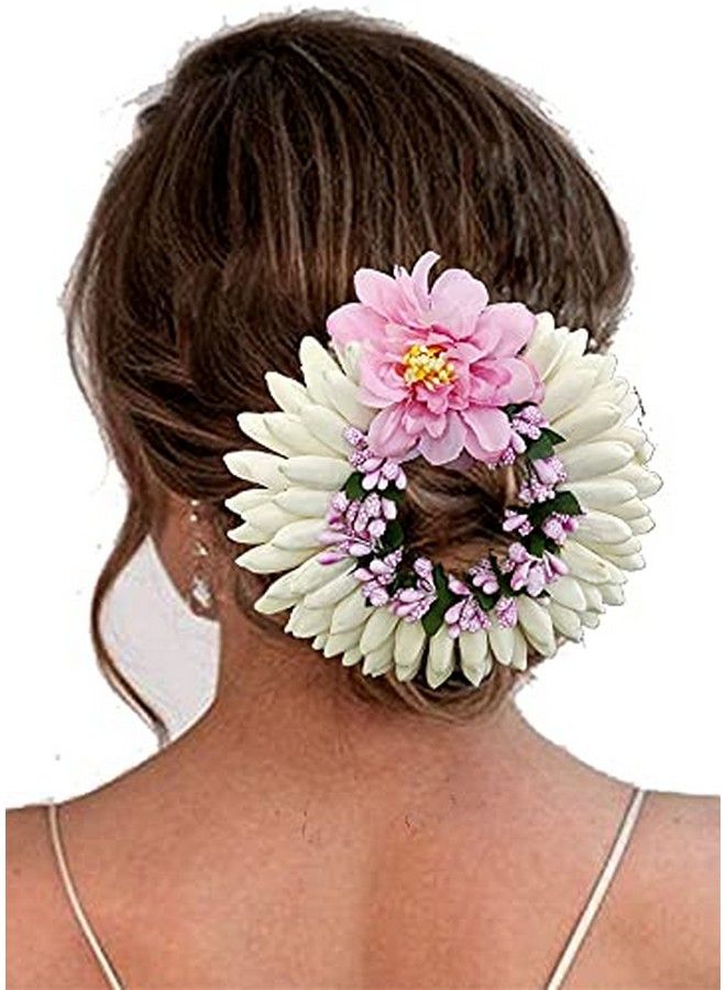Hair Flare Women Artificial Rose with Lily Flower Rounded Hair Accessories And HairPin Baby Pink 2223 - Image 2