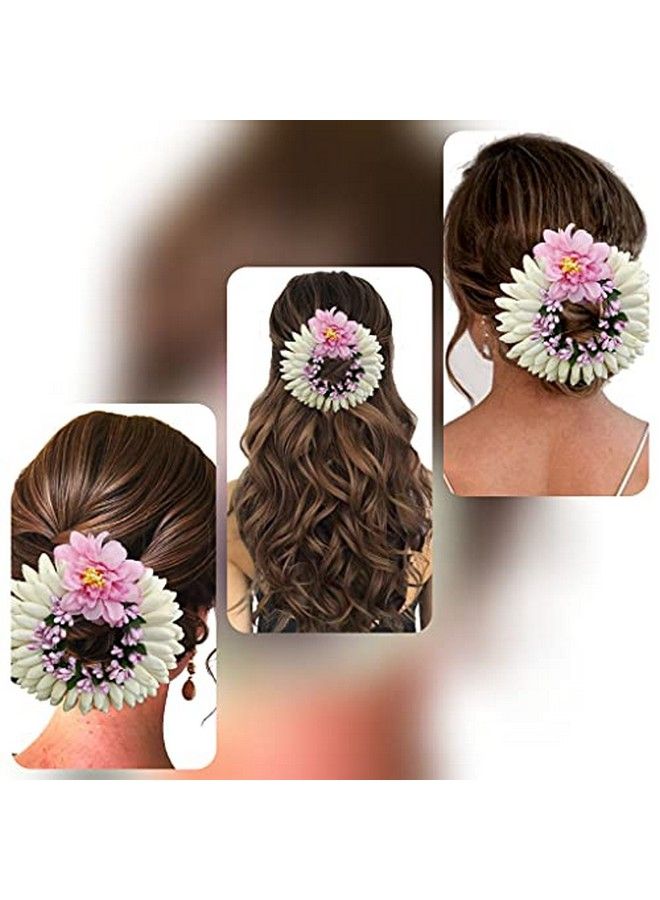 Hair Flare Women Artificial Rose with Lily Flower Rounded Hair Accessories And HairPin Baby Pink 2223 - Image 5