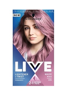 Schwarzkopf LIVE Lightener plus Twist Permanent Pink Hair Dye 2 in 1 Formula Lightens and Colours Up To 3 Levels Mauve Kiss 105  - Image 1