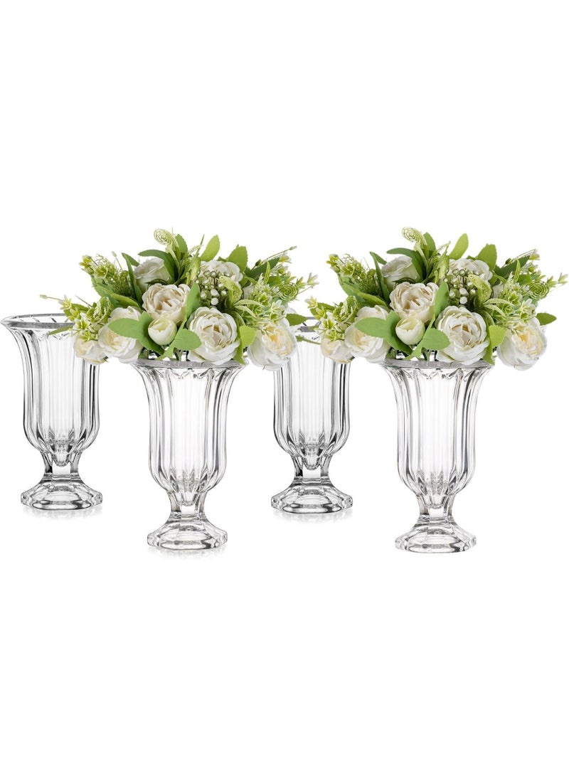 Set of 4 Large Pedestal Flower Vases Footed Urn for Flowers, Dining Table Decoration - Image 1