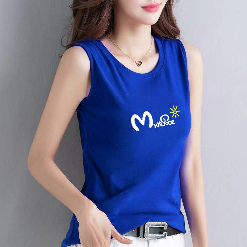 100% pure cotton vest for women's summer outerwear 2025 plus size loose breathable morning run sleeveless versatile undershirt for women - Image 3