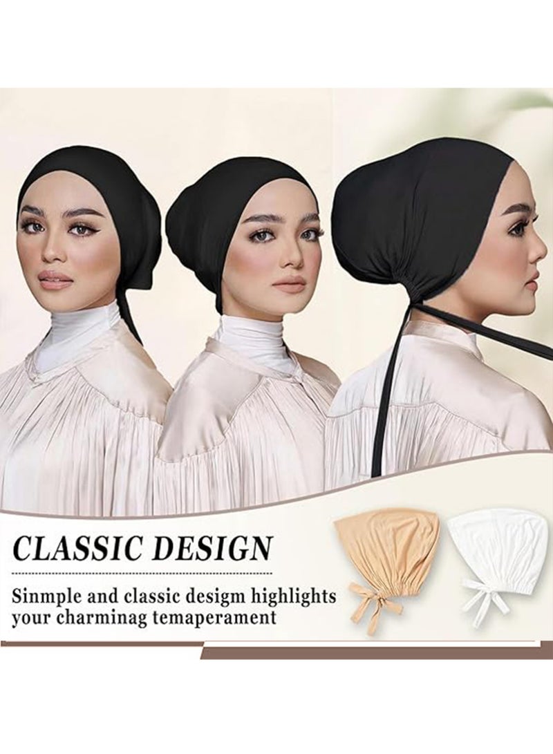 بينكو قبعة حجاب داخلية، أربع قطع قابلة للتعديل، قبعة عمامة للحجاب الإسلامي للنساء - Image 2