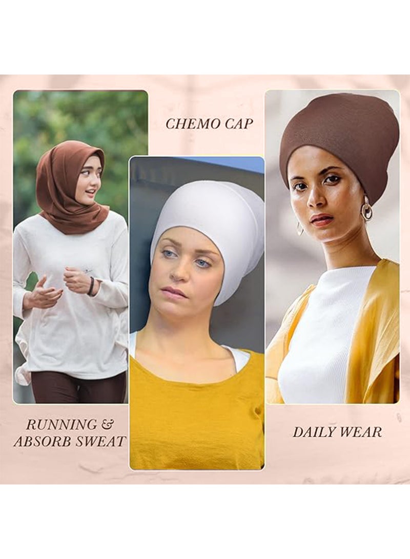 بينكو قبعة حجاب داخلية، أربع قطع قابلة للتعديل، قبعة عمامة للحجاب الإسلامي للنساء - Image 5