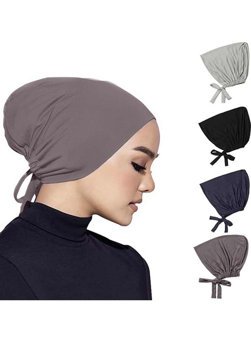 بينكو قبعة حجاب داخلية، أربع قطع قابلة للتعديل، قبعة عمامة للحجاب الإسلامي للنساء - Image 1