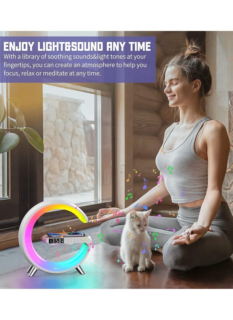 Techie - Smart light sound machine App Control Fast Wireless Charger RGB Light BT Speaker Sunrise Alarm Clock - Image 1