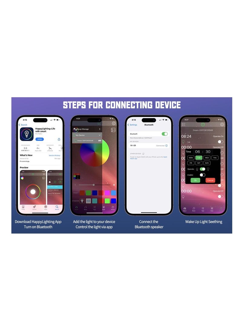 Techie - Smart light sound machine App Control Fast Wireless Charger RGB Light BT Speaker Sunrise Alarm Clock - Image 1